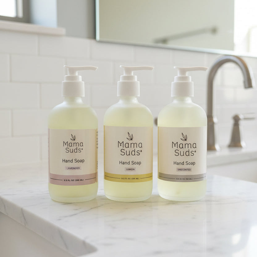 trio of mama suds hand soaps