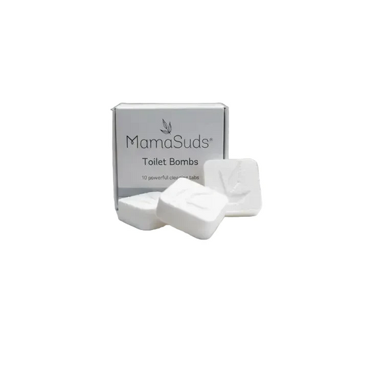 Mamasuds toilet bombs with packaging on a white background
