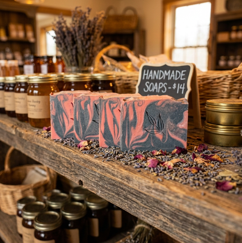 Naked Charcoal + Clay Soap on a general store shelf