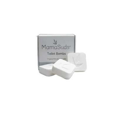 Mamasuds toilet bombs with packaging on a white background